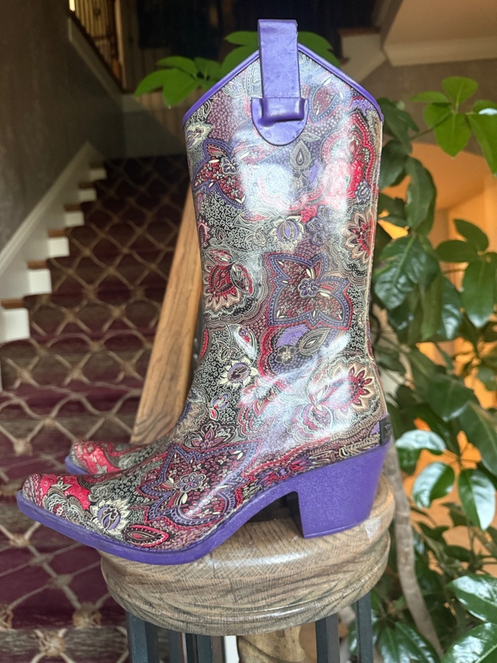 CORKYS Ladies size 6 western rubber boot excellent condition Paisley print - Picture 8 of 9